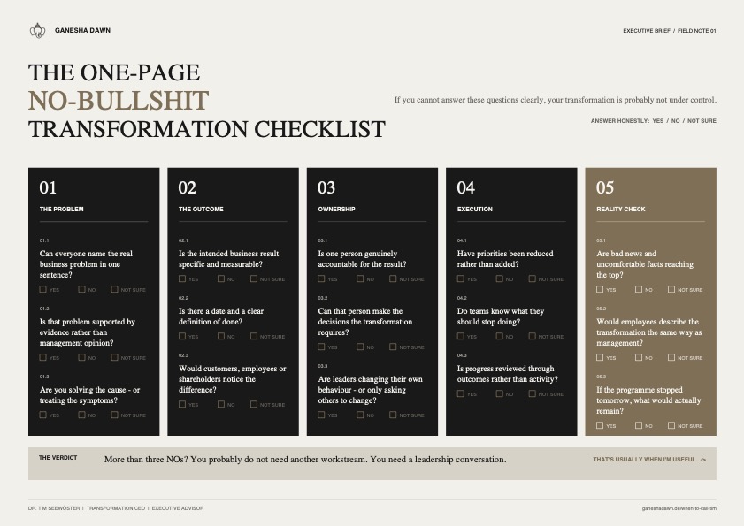 Transformation progress — or corporate theatre?